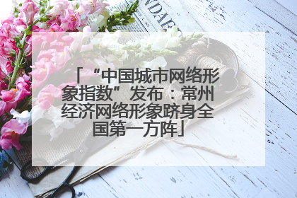 “中国城市网络形象指数”发布：常州经济网络形象跻身全国第一方阵