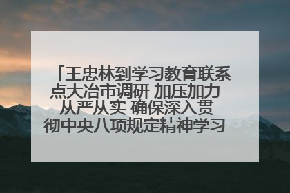王忠林到学习教育联系点大冶市调研 加压加力 从严从实 确保深入贯彻中央八项规定精神学习教育取得实效