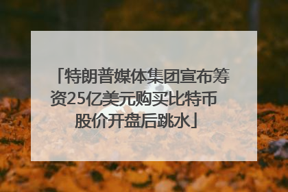 特朗普媒体集团宣布筹资25亿美元购买比特币 股价开盘后跳水