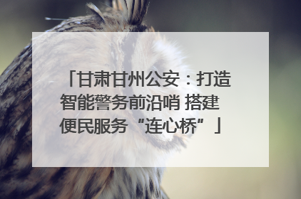 甘肃甘州公安：打造智能警务前沿哨 搭建便民服务“连心桥”