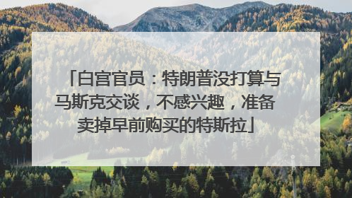 白宫官员：特朗普没打算与马斯克交谈，不感兴趣，准备卖掉早前购买的特斯拉
