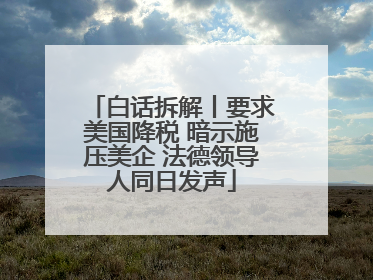 白话拆解丨要求美国降税 暗示施压美企 法德领导人同日发声