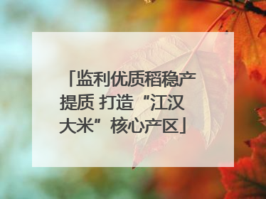 监利优质稻稳产提质 打造“江汉大米”核心产区