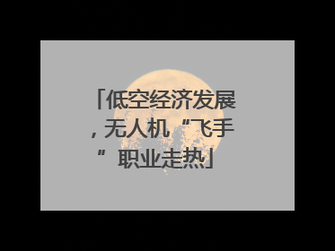 低空经济发展，无人机“飞手”职业走热