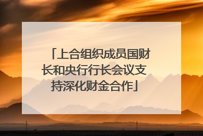 上合组织成员国财长和央行行长会议支持深化财金合作