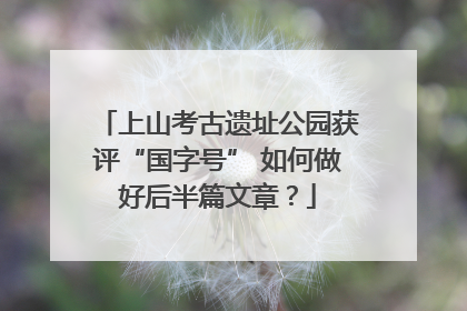 上山考古遗址公园获评“国字号” 如何做好后半篇文章？