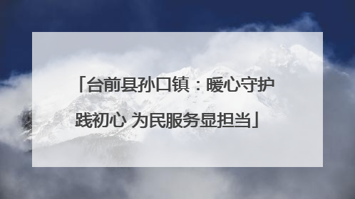台前县孙口镇：暖心守护践初心 为民服务显担当