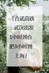 合武高铁：武汉出发1小时到合肥3小时到上海