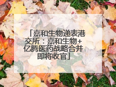 嘉和生物递表港交所：嘉和生物+亿腾医药战略合并即将收官
