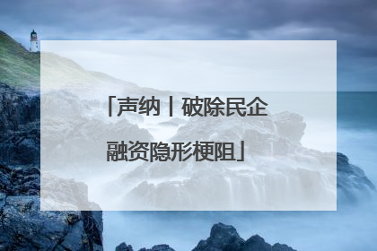 声纳丨破除民企融资隐形梗阻