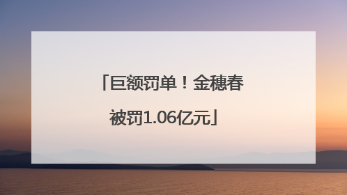 巨额罚单！金穗春被罚1.06亿元