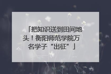把知识送到田间地头！衡阳师范学院万名学子“出征”