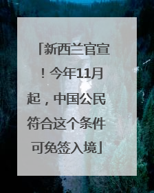 新西兰官宣！今年11月起，中国公民符合这个条件可免签入境