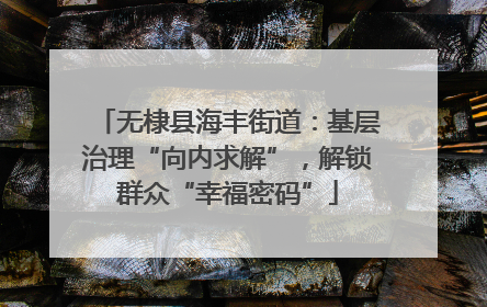 无棣县海丰街道：基层治理“向内求解”，解锁群众“幸福密码”