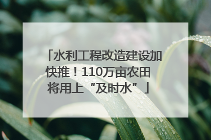 水利工程改造建设加快推！110万亩农田将用上“及时水”