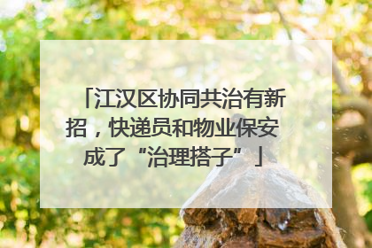 江汉区协同共治有新招，快递员和物业保安成了“治理搭子”