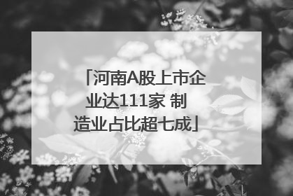 河南A股上市企业达111家 制造业占比超七成