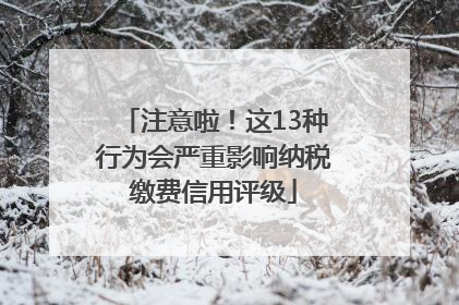 注意啦！这13种行为会严重影响纳税缴费信用评级