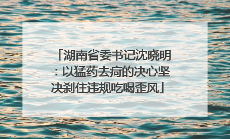 湖南省委书记沈晓明：以猛药去疴的决心坚决刹住违规吃喝歪风