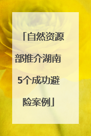 自然资源部推介湖南5个成功避险案例