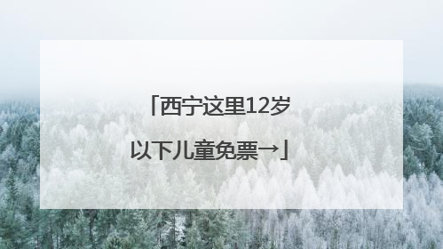 西宁这里12岁以下儿童免票→