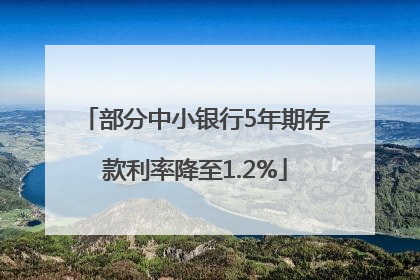 部分中小银行5年期存款利率降至1.2%