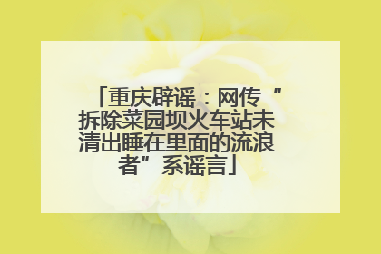 重庆辟谣：网传“拆除菜园坝火车站未清出睡在里面的流浪者”系谣言