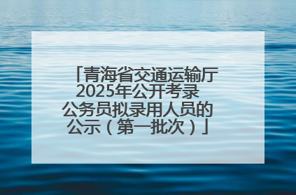 青海省交通运输厅2025年公开考录公务员拟录用人员的公示（第一批次）