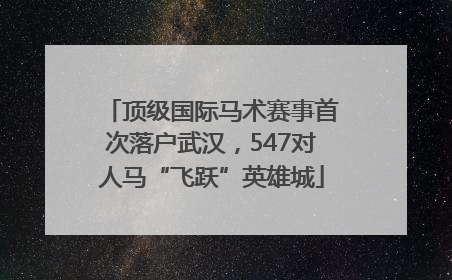顶级国际马术赛事首次落户武汉，547对人马“飞跃”英雄城