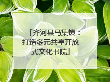 齐河县马集镇：打造多元共享开放式文化书院