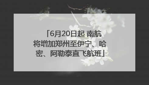 6月20日起 南航将增加郑州至伊宁、哈密、阿勒泰直飞航班